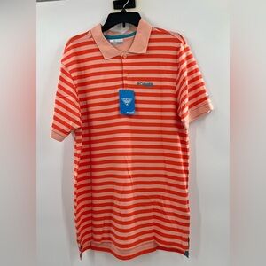 NEW COLUMBIA PFG Super Bonefish Pique Polo Shirt Large Striped Men’s